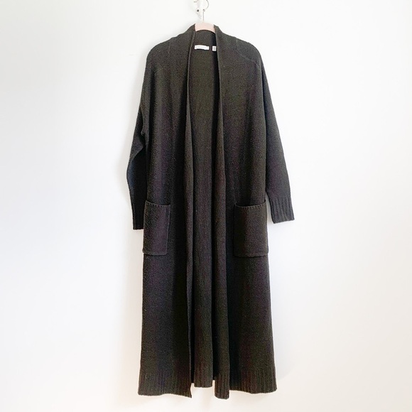 ALC Duster Open Cardigan Dark Green Wool Silk - Picture 1 of 8